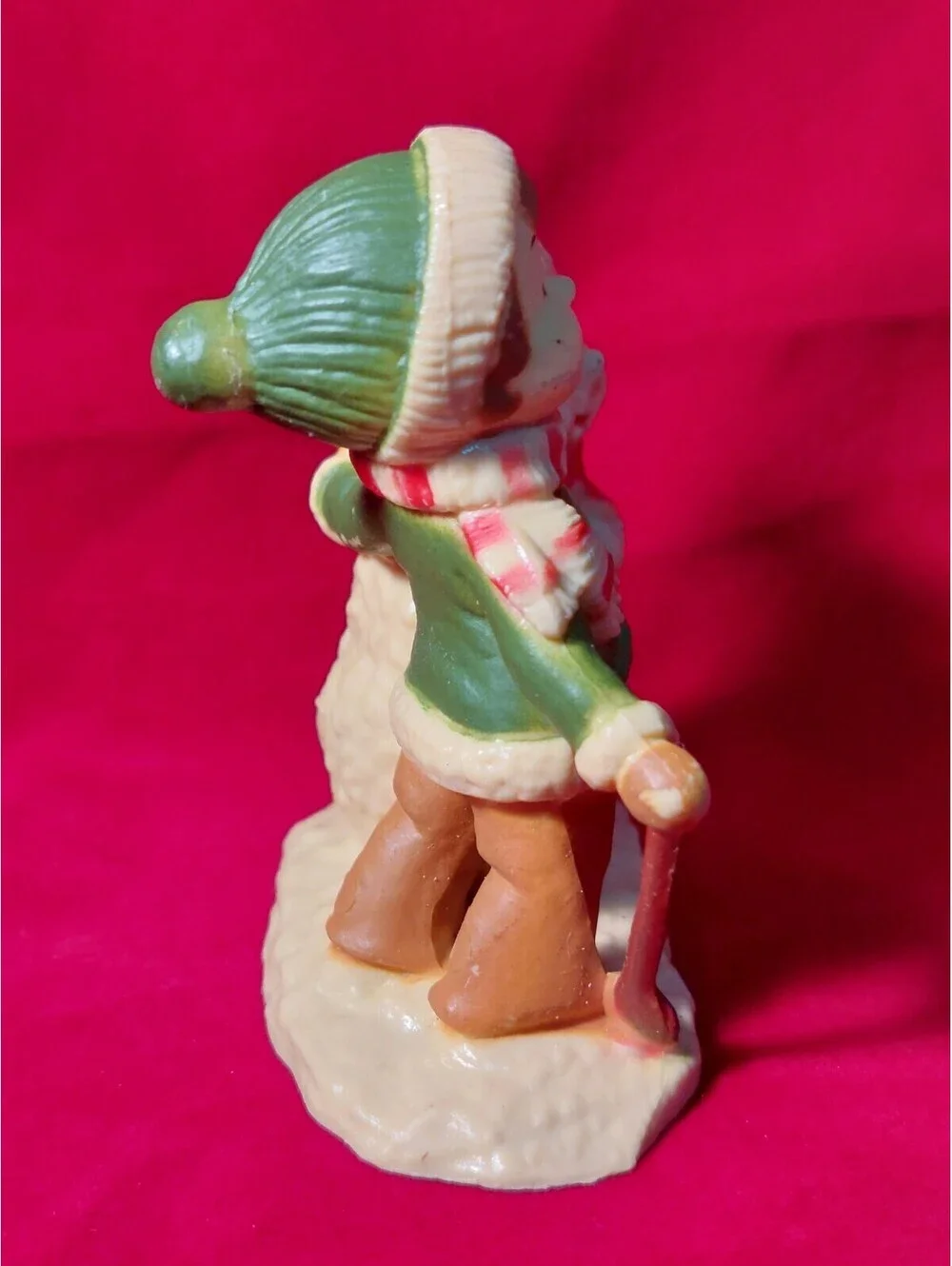 Vintage Boy and Snowman Plastic Figurine Christmas Decoration Ornament 3